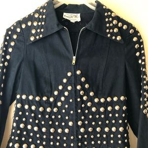 Blue and silver studded jacket by Roncelli.